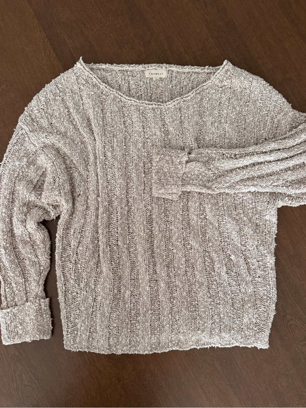 Cozy Ribbed Crewneck Sweater - Taupe